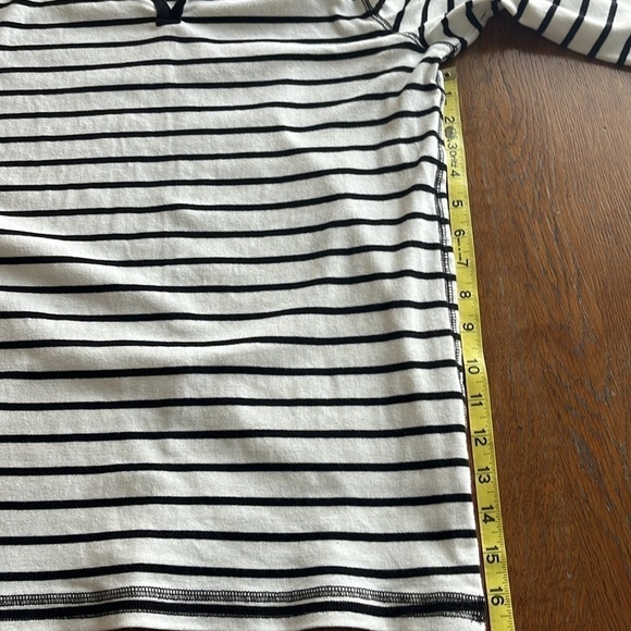 Eddie Bauer Split Neck Three-quarter Sleeves White Black Stripes T-shirt Size XL - Picture 9 of 14